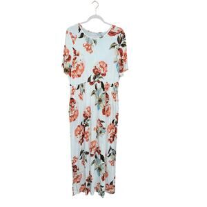 First Look White Floral long Dress Boutique Knit Orange Flowers Women’s plus 2XL